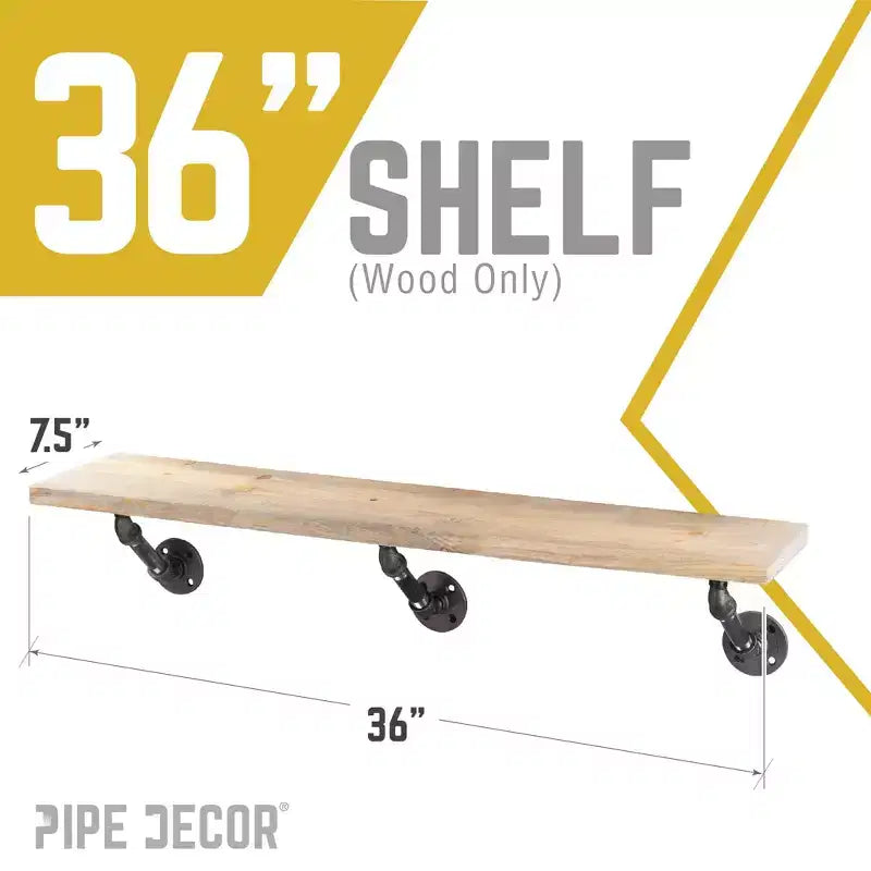 RESTORE Driftwood Tan 36 in. Mensola in Legno (Solo Legno) di Pipe Decor