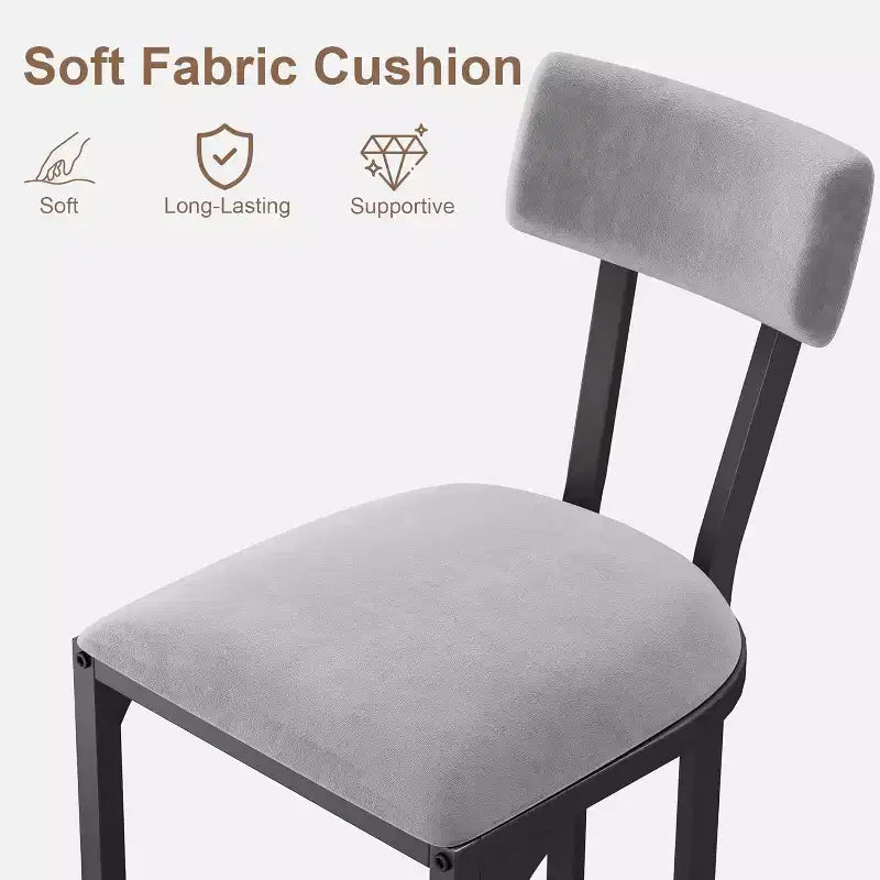 CuisinSmart Set di 2 sgabelli da bar, sgabelli alti moderni con schienale, sgabelli da bar altezza bancone, sgabelli da bancone in metallo imbottiti