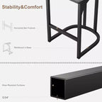 CuisinSmart Set di 2 sgabelli da bar, sgabelli alti moderni con schienale, sgabelli da bar altezza bancone, sgabelli da bancone in metallo imbottiti