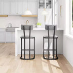 CuisinSmart Set di 2 sgabelli da bar, sgabelli alti moderni con schienale, sgabelli da bar altezza bancone, sgabelli da bancone in metallo imbottiti