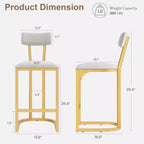 CuisinSmart Set di 2 sgabelli da bar, sgabelli alti moderni con schienale, sgabelli da bar altezza bancone, sgabelli da bancone in metallo imbottiti