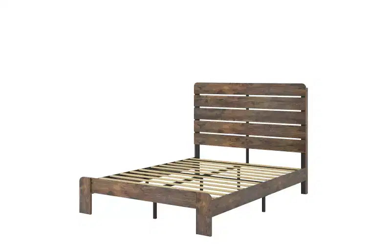 Zevemomo Struttura Letto Matrimoniale, Struttura Letto Matrimoniale Robusta, Letto a Piattaforma con Testiera e Pediera in Legno, Silenzioso, Nessuna Rete a Molle Necessaria, Marrone