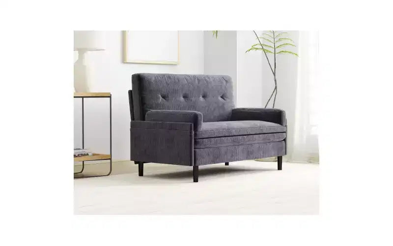 Zevemomo Letto Divano Futon, Divano Letto Estraibile, Convertibile con Schienale Regolabile, Rivestimento in Tessuto Vellutato a 2 Posti per Soggiorno, Camera da Letto - Grigio