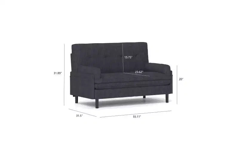 Zevemomo Letto Divano Futon, Divano Letto Estraibile, Convertibile con Schienale Regolabile, Rivestimento in Tessuto Vellutato a 2 Posti per Soggiorno, Camera da Letto - Grigio