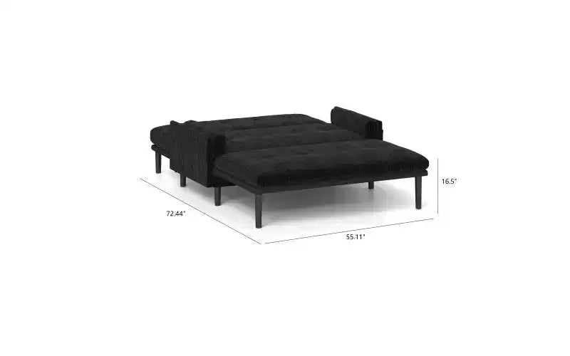 Zevemomo Letto Divano Futon, Divano Letto Estraibile, Convertibile con Schienale Regolabile, Rivestimento in Tessuto Vellutato a 2 Posti per Soggiorno, Camera da Letto - Grigio