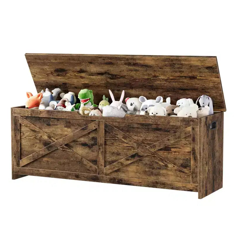 Toy Storage Chest, Wooden Toy Storage Bench with Hinges, Easy Assembly, Large Toy Storage Chest, Toy Box for Entryway, Living Room, Bedroom
