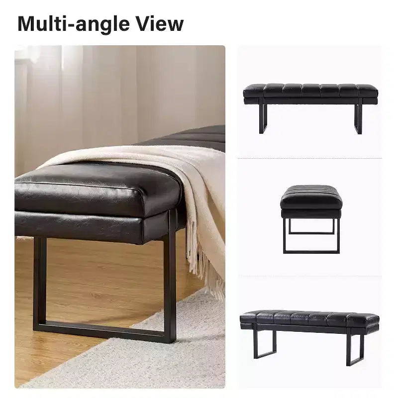 Panca imbottita dal design trapuntato a canali Fritz Modern con gambe in metallo|ART OF LIVING DESIGNS