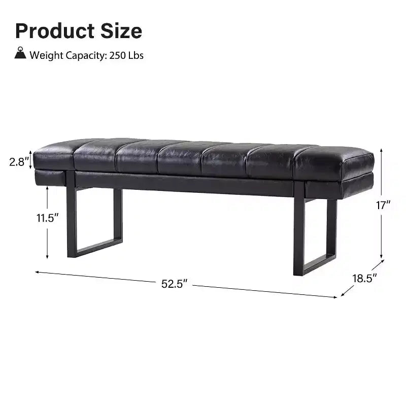 Panca imbottita dal design trapuntato a canali Fritz Modern con gambe in metallo|ART OF LIVING DESIGNS