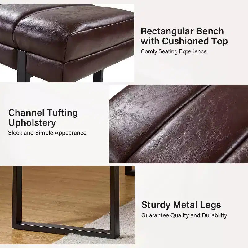 Panca imbottita dal design trapuntato a canali Fritz Modern con gambe in metallo|ART OF LIVING DESIGNS