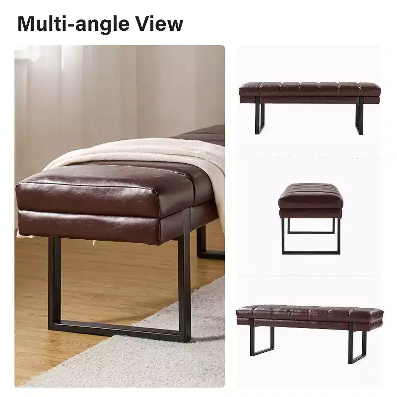 Panca imbottita dal design trapuntato a canali Fritz Modern con gambe in metallo|ART OF LIVING DESIGNS