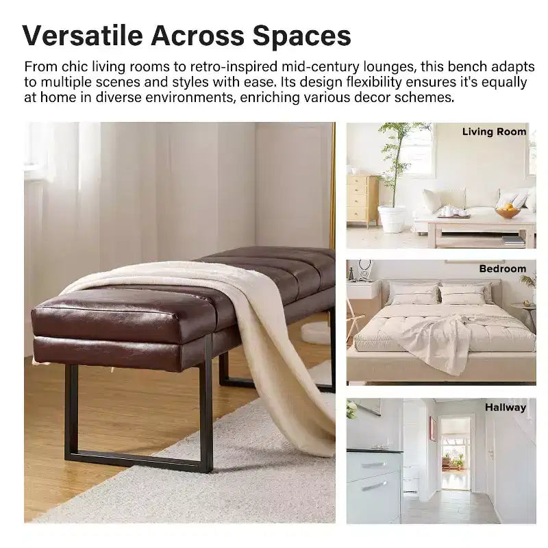 Panca imbottita dal design trapuntato a canali Fritz Modern con gambe in metallo|ART OF LIVING DESIGNS
