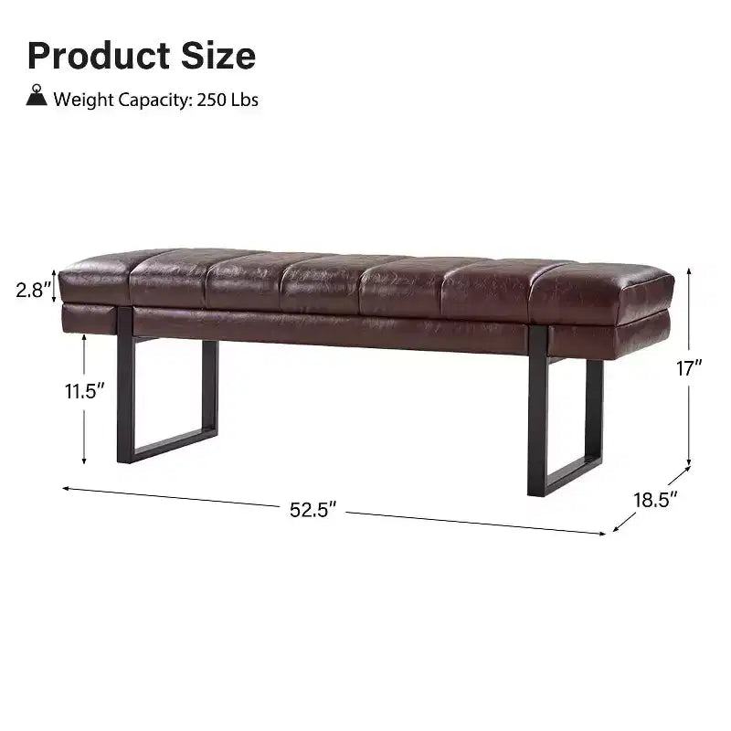 Panca imbottita dal design trapuntato a canali Fritz Modern con gambe in metallo|ART OF LIVING DESIGNS
