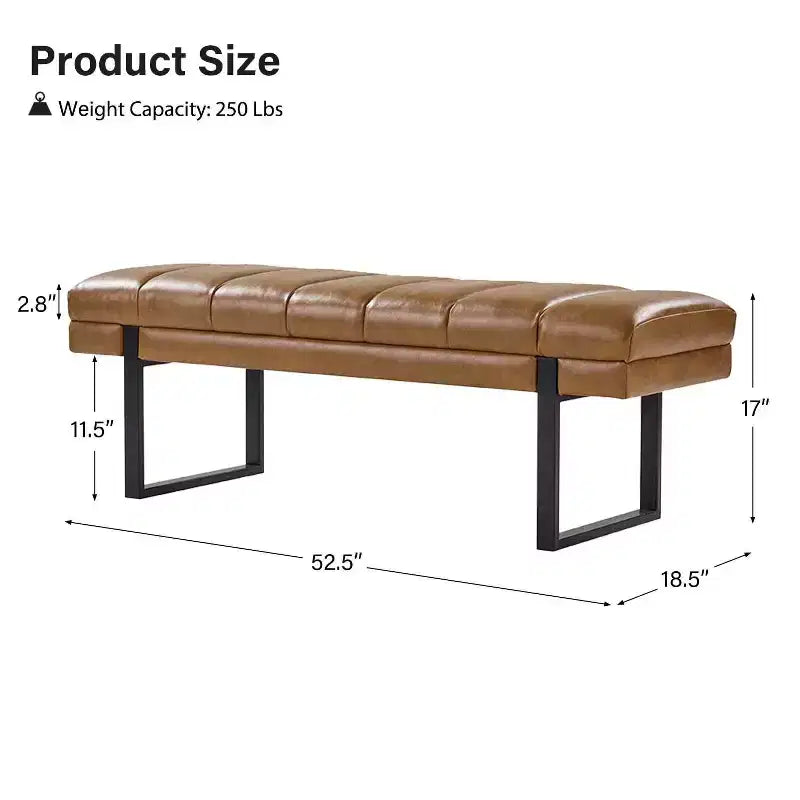 Panca imbottita dal design trapuntato a canali Fritz Modern con gambe in metallo|ART OF LIVING DESIGNS