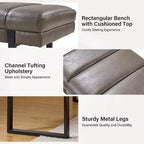 Panca imbottita dal design trapuntato a canali Fritz Modern con gambe in metallo|ART OF LIVING DESIGNS
