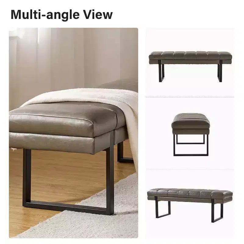 Panca imbottita dal design trapuntato a canali Fritz Modern con gambe in metallo|ART OF LIVING DESIGNS