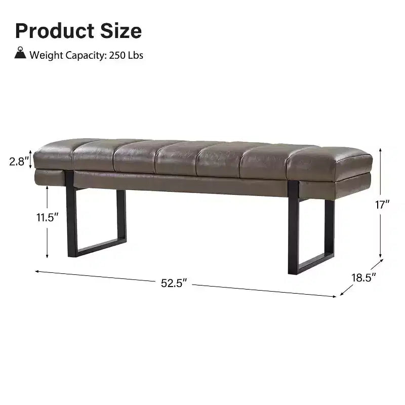 Panca imbottita dal design trapuntato a canali Fritz Modern con gambe in metallo|ART OF LIVING DESIGNS