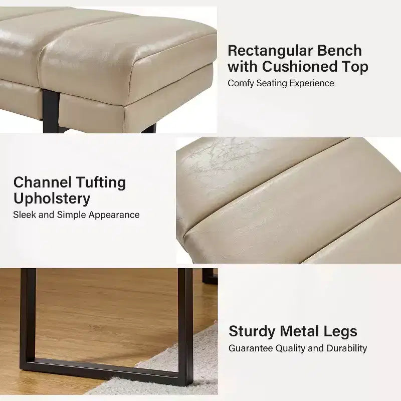 Panca imbottita dal design trapuntato a canali Fritz Modern con gambe in metallo|ART OF LIVING DESIGNS