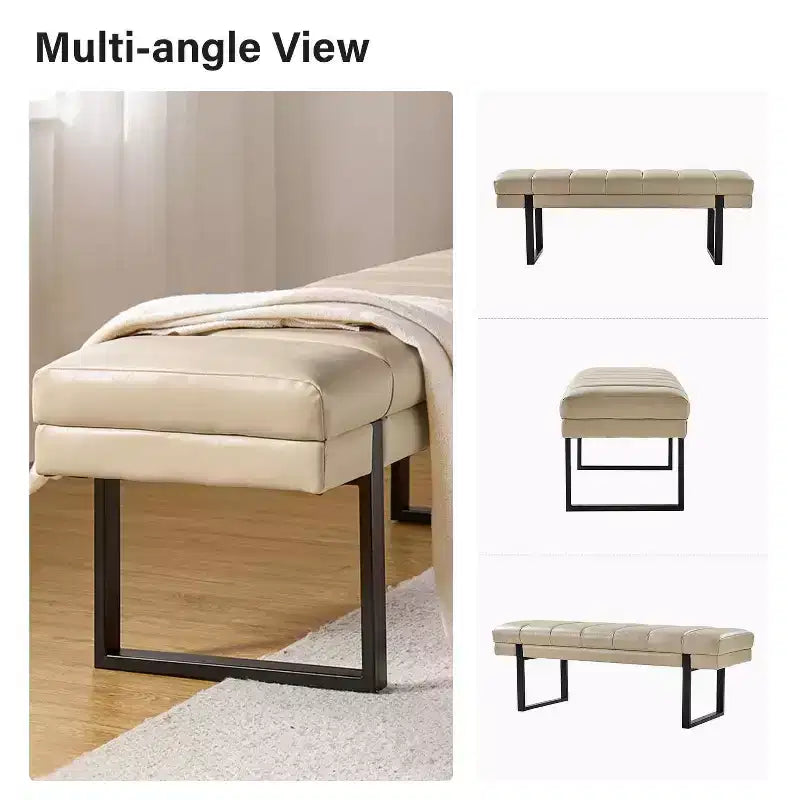 Panca imbottita dal design trapuntato a canali Fritz Modern con gambe in metallo|ART OF LIVING DESIGNS