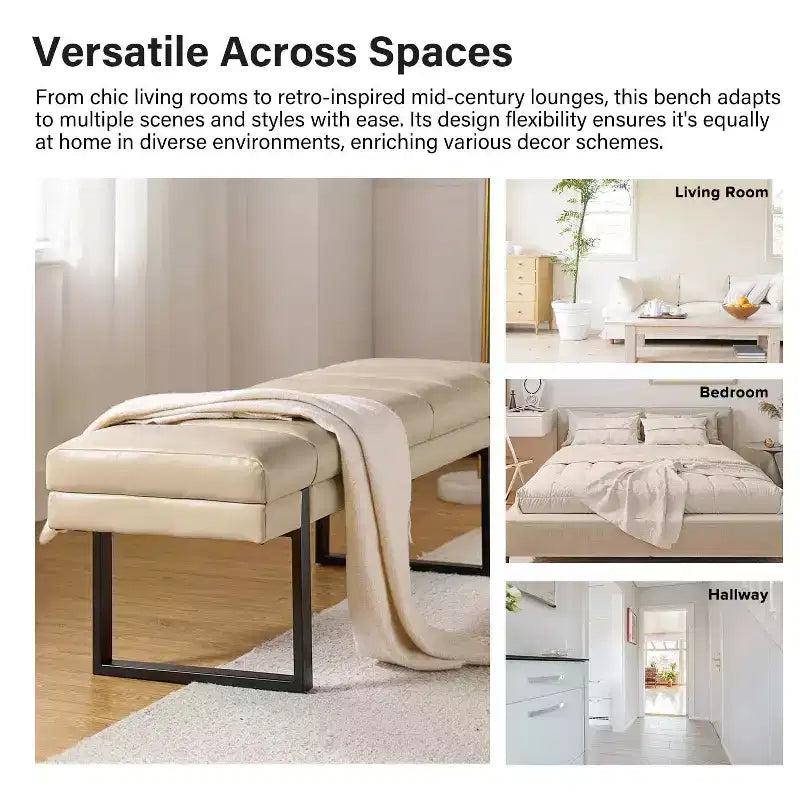 Panca imbottita dal design trapuntato a canali Fritz Modern con gambe in metallo|ART OF LIVING DESIGNS