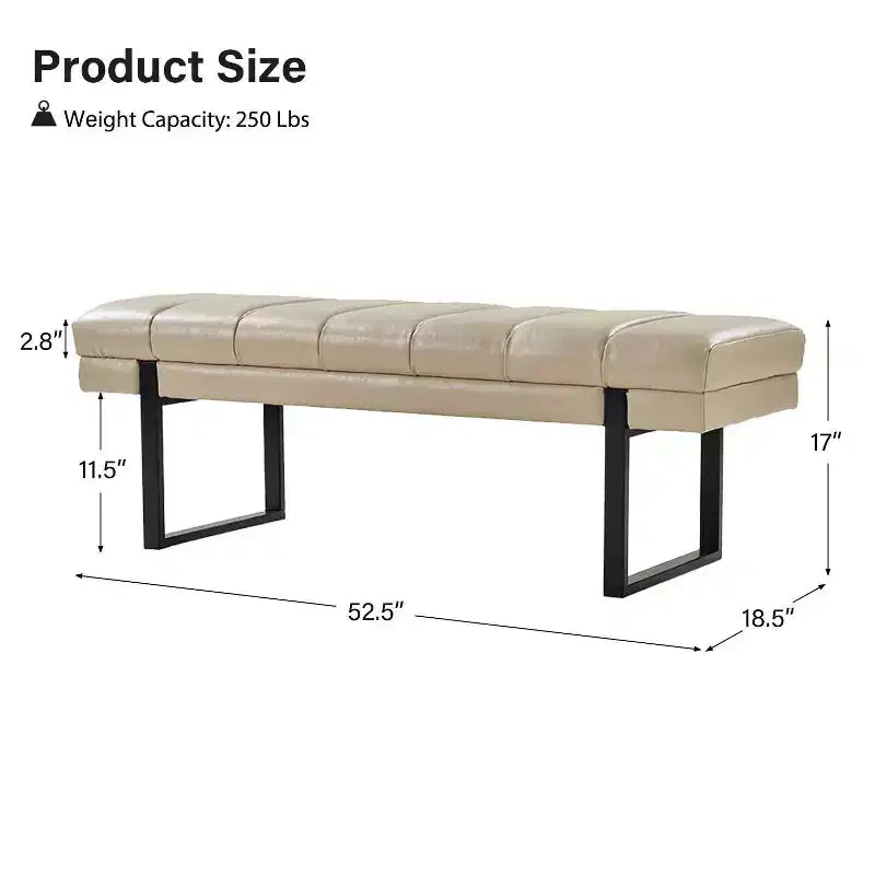 Panca imbottita dal design trapuntato a canali Fritz Modern con gambe in metallo|ART OF LIVING DESIGNS