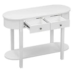 Tavolo Consolle Elegante Okak con Finitura Liscia, Tavolo d'Ingresso dal Design Curvo e 2 Cassetti, Tavolo d'Appoggio per Soggiorno, Corridoio