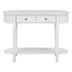 Tavolo Consolle Elegante Okak con Finitura Liscia, Tavolo d'Ingresso dal Design Curvo e 2 Cassetti, Tavolo d'Appoggio per Soggiorno, Corridoio