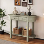 Tavolo Consolle Elegante Okak con Finitura Liscia, Tavolo d'Ingresso dal Design Curvo e 2 Cassetti, Tavolo d'Appoggio per Soggiorno, Corridoio