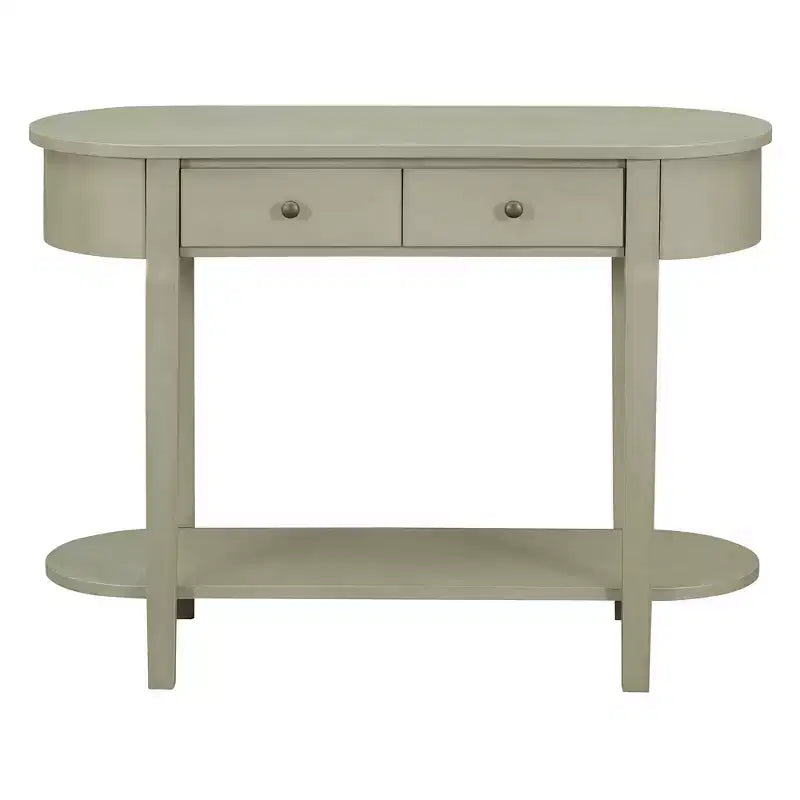 Tavolo Consolle Elegante Okak con Finitura Liscia, Tavolo d'Ingresso dal Design Curvo e 2 Cassetti, Tavolo d'Appoggio per Soggiorno, Corridoio
