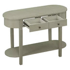 Tavolo Consolle Elegante Okak con Finitura Liscia, Tavolo d'Ingresso dal Design Curvo e 2 Cassetti, Tavolo d'Appoggio per Soggiorno, Corridoio