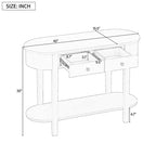Tavolo Consolle Elegante Okak con Finitura Liscia, Tavolo d'Ingresso dal Design Curvo e 2 Cassetti, Tavolo d'Appoggio per Soggiorno, Corridoio
