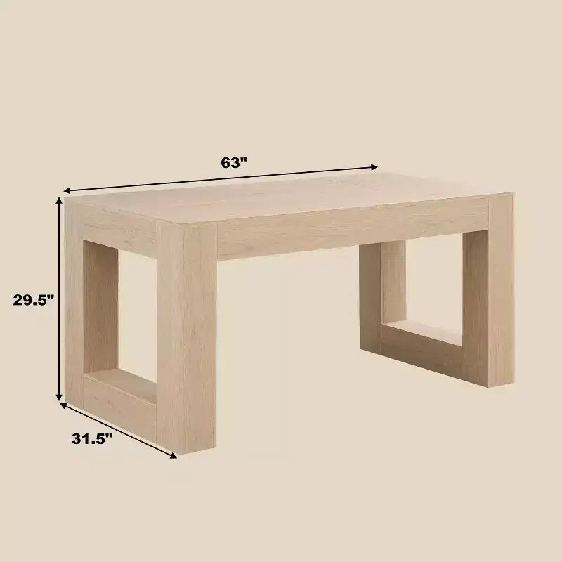 Homy Casa 63 Tavolo da Pranzo Rettangolare con Base Solida, Quercia Naturale, 4-6 Posti