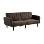 Divano Letto Futon Pieghevole Royal Hampton, Marrone Scuro, Schienale Trapuntato Retrò