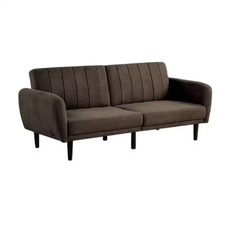 Divano Letto Futon Pieghevole Royal Hampton, Marrone Scuro, Schienale Trapuntato Retrò