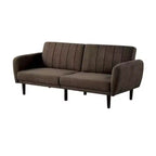 Divano Letto Futon Pieghevole Royal Hampton, Marrone Scuro, Schienale Trapuntato Retrò