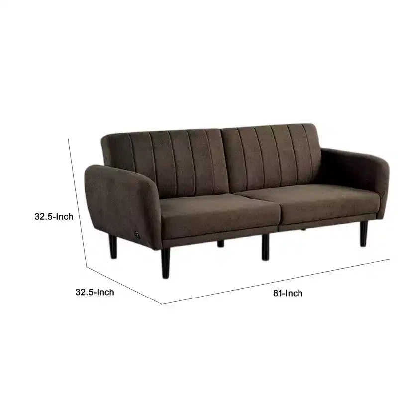 Divano Letto Futon Pieghevole Royal Hampton, Marrone Scuro, Schienale Trapuntato Retrò