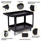 CuisinSmart Carrello di servizio a 2 ripiani, grande e resistente, carrello multiuso con ruote girevoli a 360° e ripiano sovradimensionato, per magazzino, garage, pulizia
