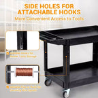 CuisinSmart Carrello di servizio a 2 ripiani, grande e resistente, carrello multiuso con ruote girevoli a 360° e ripiano sovradimensionato, per magazzino, garage, pulizia