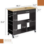 Celebalcony Isola Carrello da Cucina con Mobiletto Contenitore. Include Portaspezie a 3 Ripiani, Ruote Bloccabili e Maniglione per Asciugamani, Scaffale Aperto a 2 Ripiani per Cucina