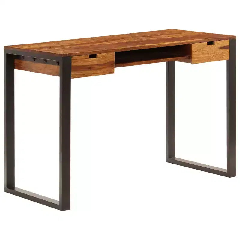 Desk Acacia wood brown, black Acacia wood and powder-coated steel