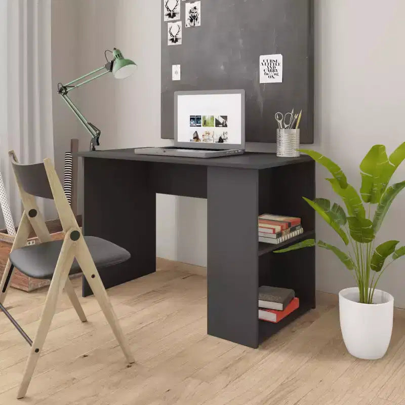 Scrivania moderna rettangolare in legno composito grigio di medie dimensioni