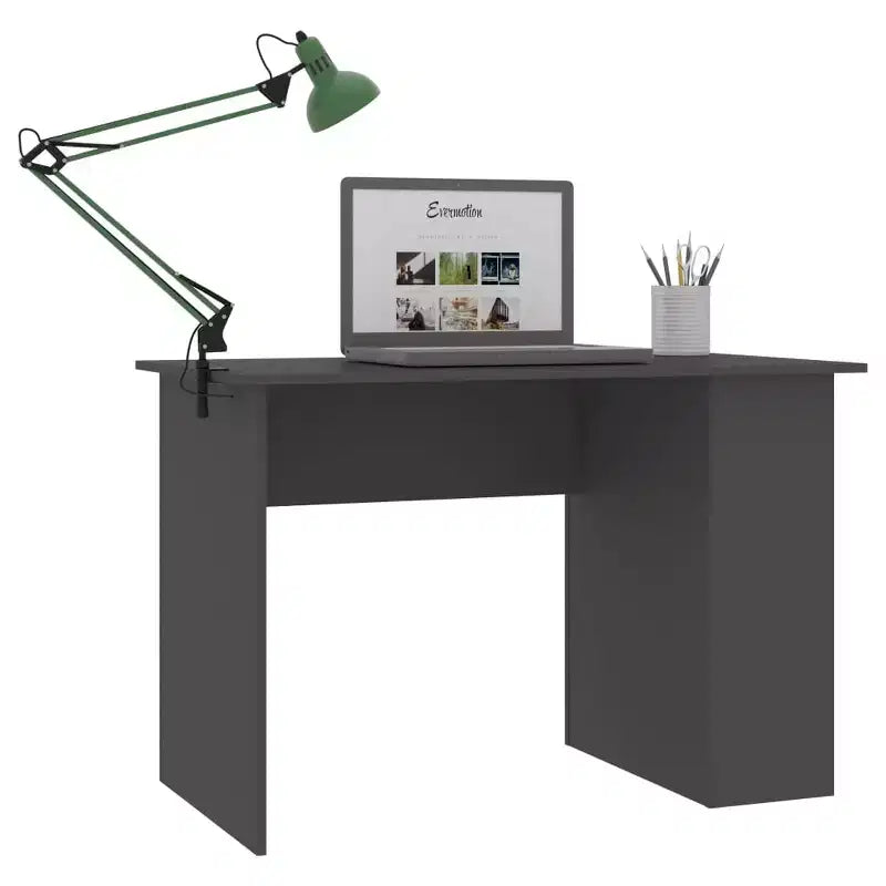 Scrivania moderna rettangolare in legno composito grigio di medie dimensioni