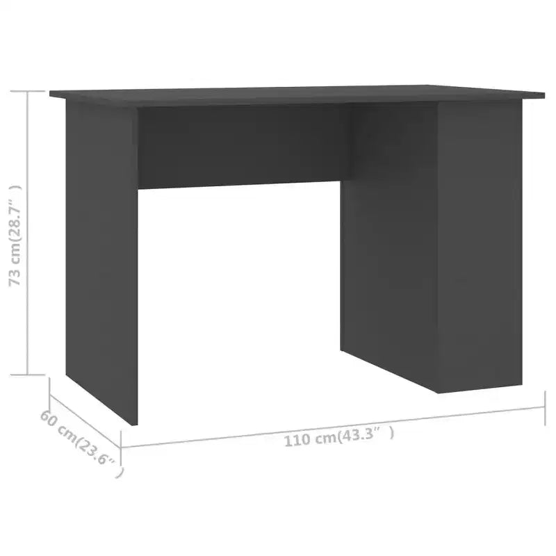 Scrivania moderna rettangolare in legno composito grigio di medie dimensioni