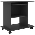 Scrivania per computer Grigio Legno multistrato Componenti scorrevoli compatti