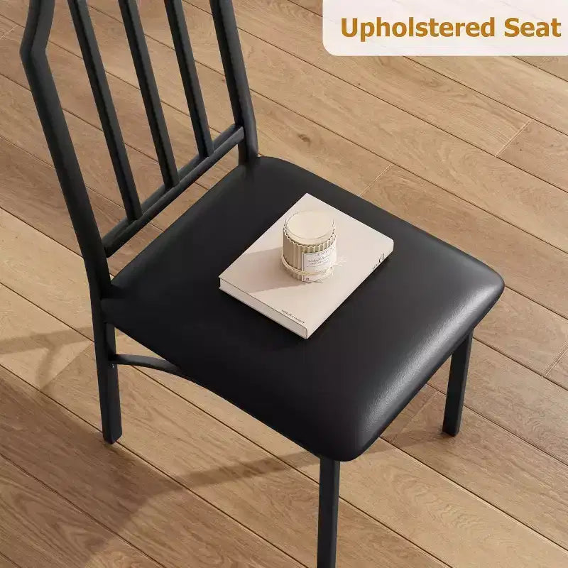 Set tavolo da pranzo in vetro con sedie imbottite, design con bordo smussato, mobili da pranzo compatti per piccoli spazi, appartamenti e cucine domestiche