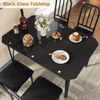 Set tavolo da pranzo in vetro con sedie imbottite, design con bordo smussato, mobili da pranzo compatti per piccoli spazi, appartamenti e cucine domestiche