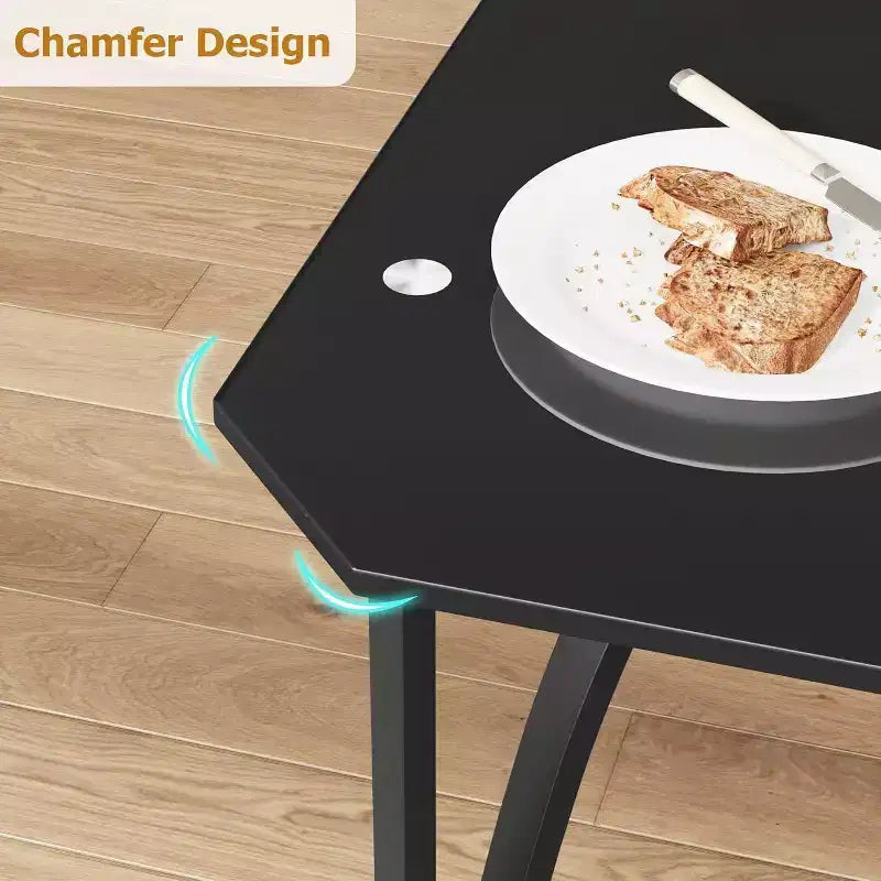 Set tavolo da pranzo in vetro con sedie imbottite, design con bordo smussato, mobili da pranzo compatti per piccoli spazi, appartamenti e cucine domestiche