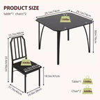 Set tavolo da pranzo in vetro con sedie imbottite, design con bordo smussato, mobili da pranzo compatti per piccoli spazi, appartamenti e cucine domestiche