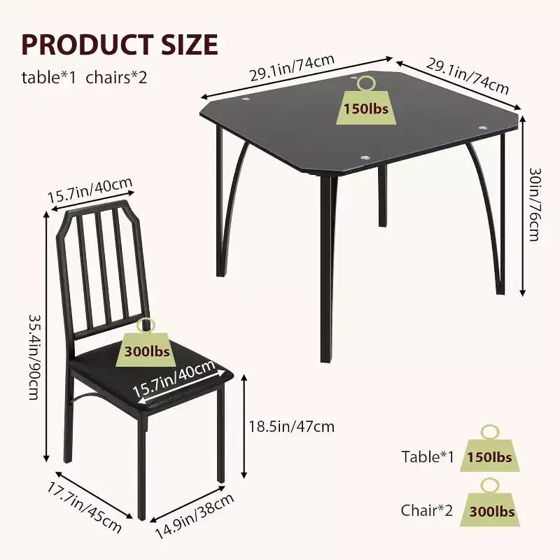 Set tavolo da pranzo in vetro con sedie imbottite, design con bordo smussato, mobili da pranzo compatti per piccoli spazi, appartamenti e cucine domestiche