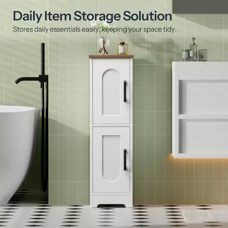 Mobile contenitore da bagno piccolo Dcolora, mobile contenitore ad angolo da pavimento in stile rustico con 2 ante e ripiani regolabili