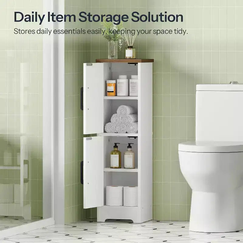 Mobile contenitore da bagno piccolo Dcolora, mobile contenitore ad angolo da pavimento in stile rustico con 2 ante e ripiani regolabili